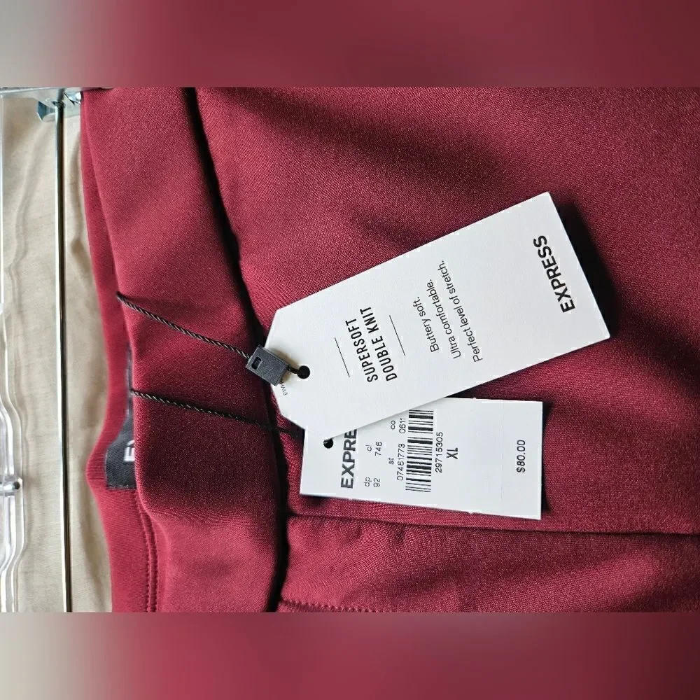 Express Burgundy High Waisted Nylon Pull-On Leggings